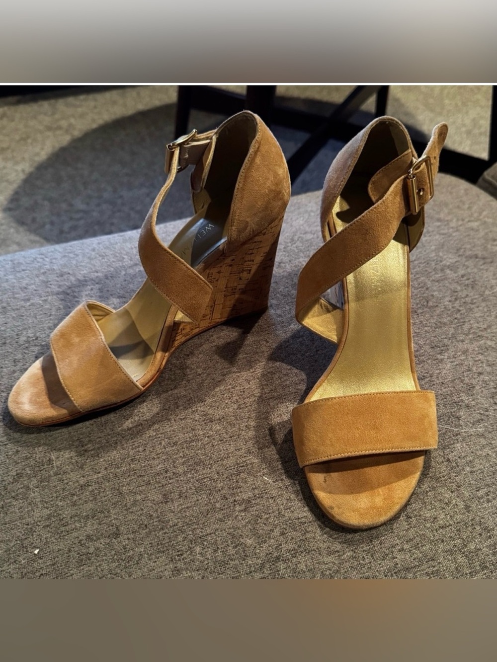 Stuart Weitzman cork wedge ankle-strap sandal